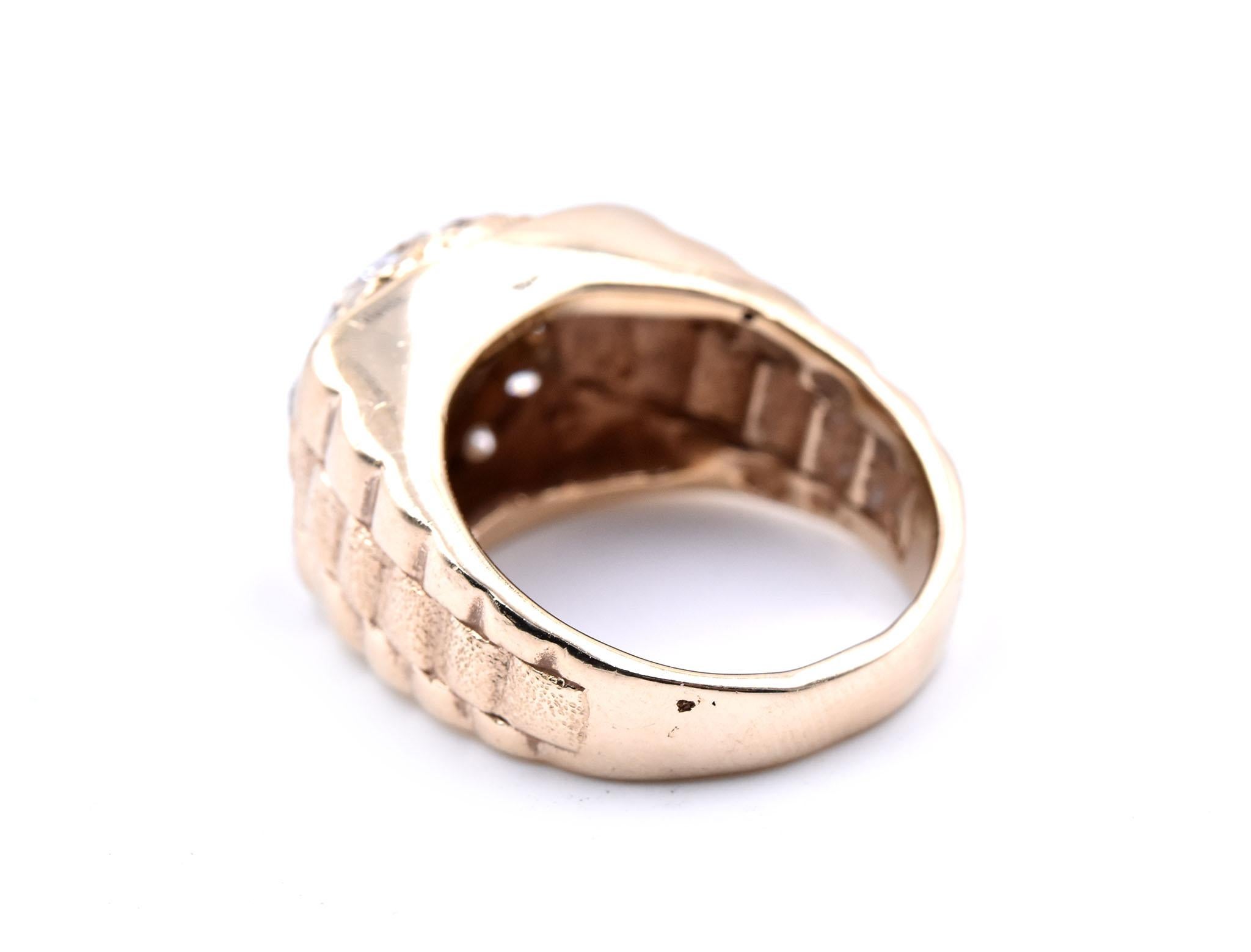 14 Karat Yellow Gold “Rolex” Style Ring In Excellent Condition In Scottsdale, AZ