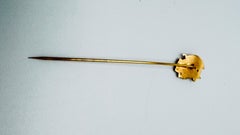 14K Gelbgold Römischer Kopf Diamantbrosche, Art Deco, 1980er Jahre, 2,2g