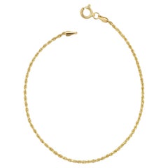 14K Yellow Gold Rope Anklet Adjustable for Her
