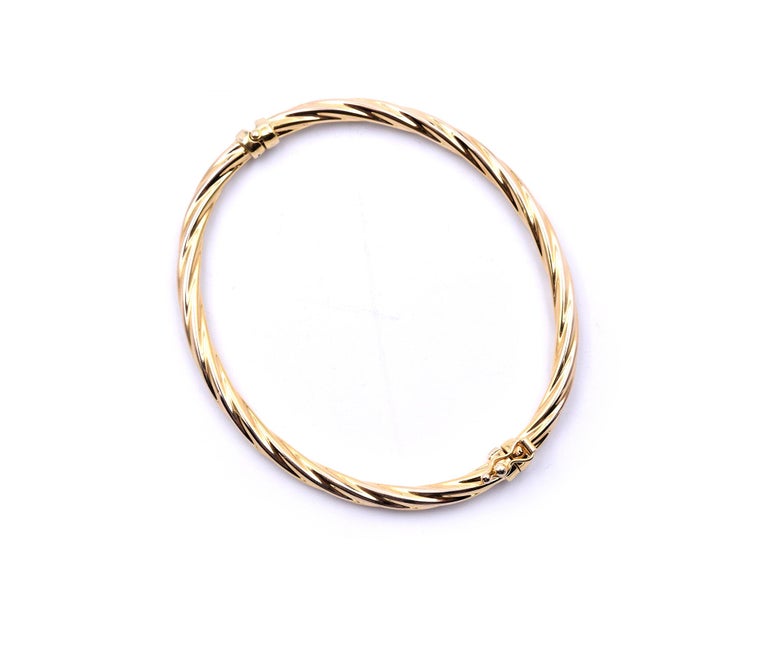 14 Karat Yellow Gold Rope Bangle Bracelet For Sale at 1stdibs