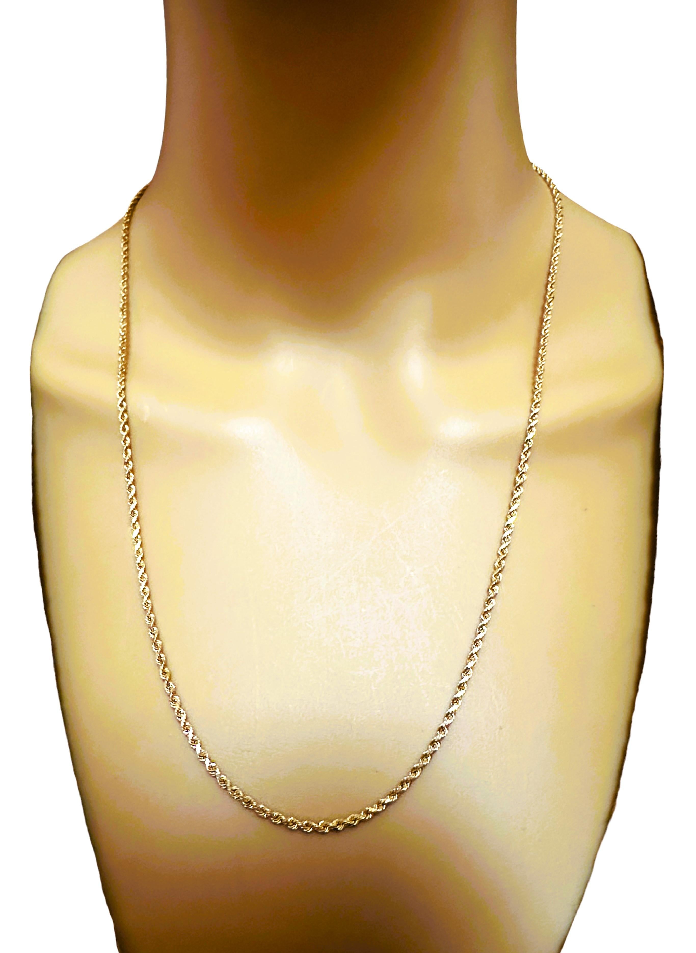 14K Yellow Gold Rope Chain 22 Inches 3.46 Grams For Sale 3