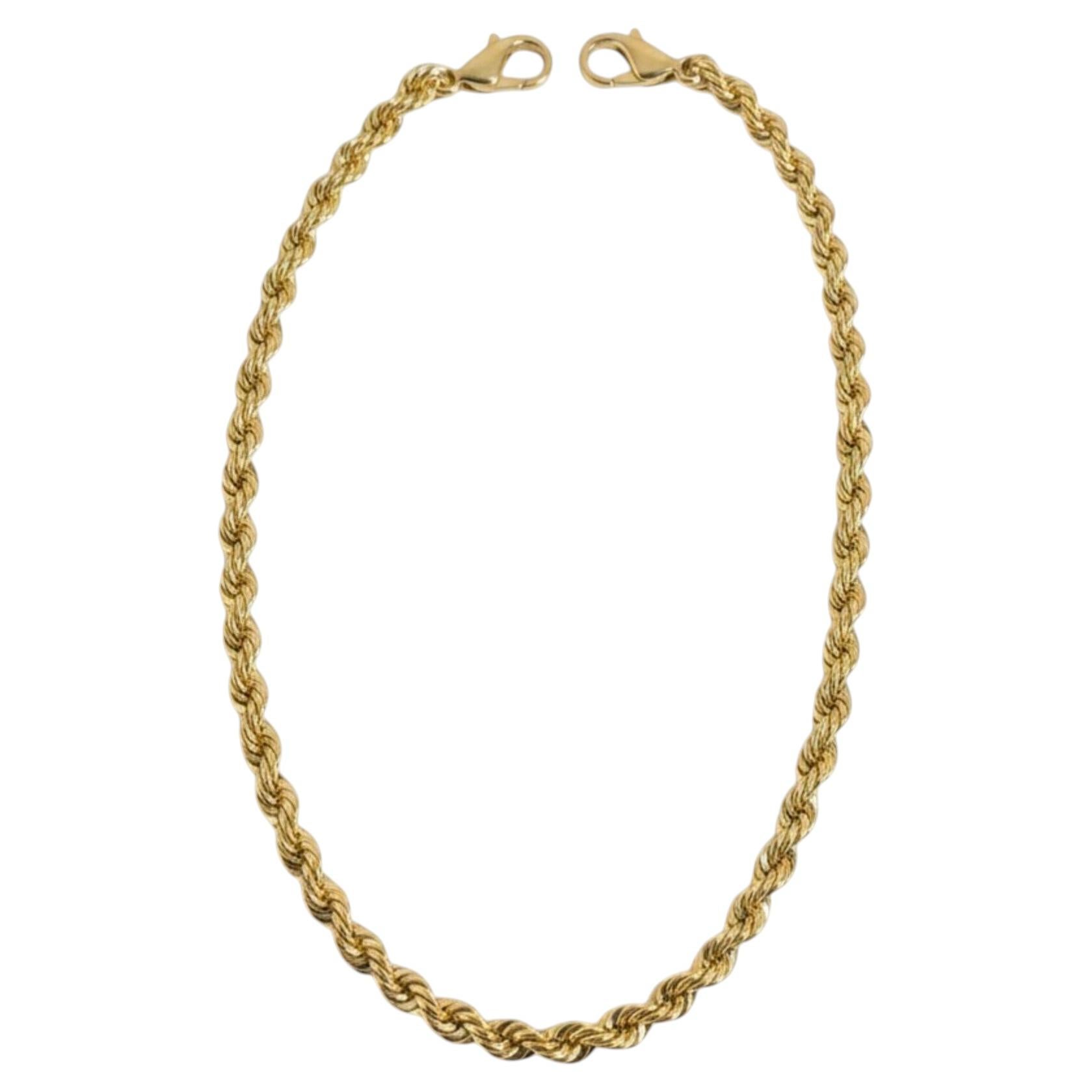 14K Yellow Gold Rope Chain Classic Stackable Gold Bracelet 7.5 Inch