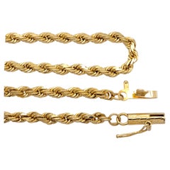 Collar de Oro Amarillo de 14K con Cadena de Cuerda Corte Diamante 26" 3mm