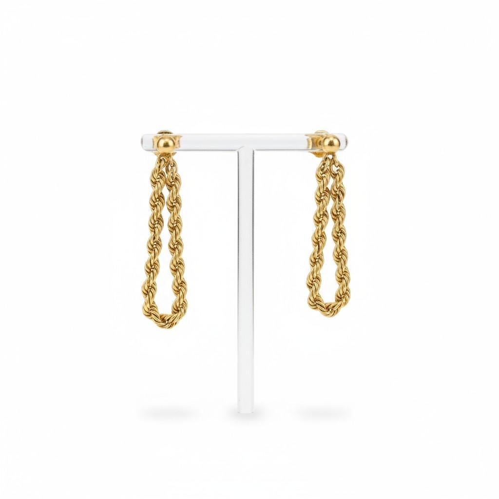 Orecchini in oro giallo 14K con catena a spirale Looping e design a catena in vendita 4