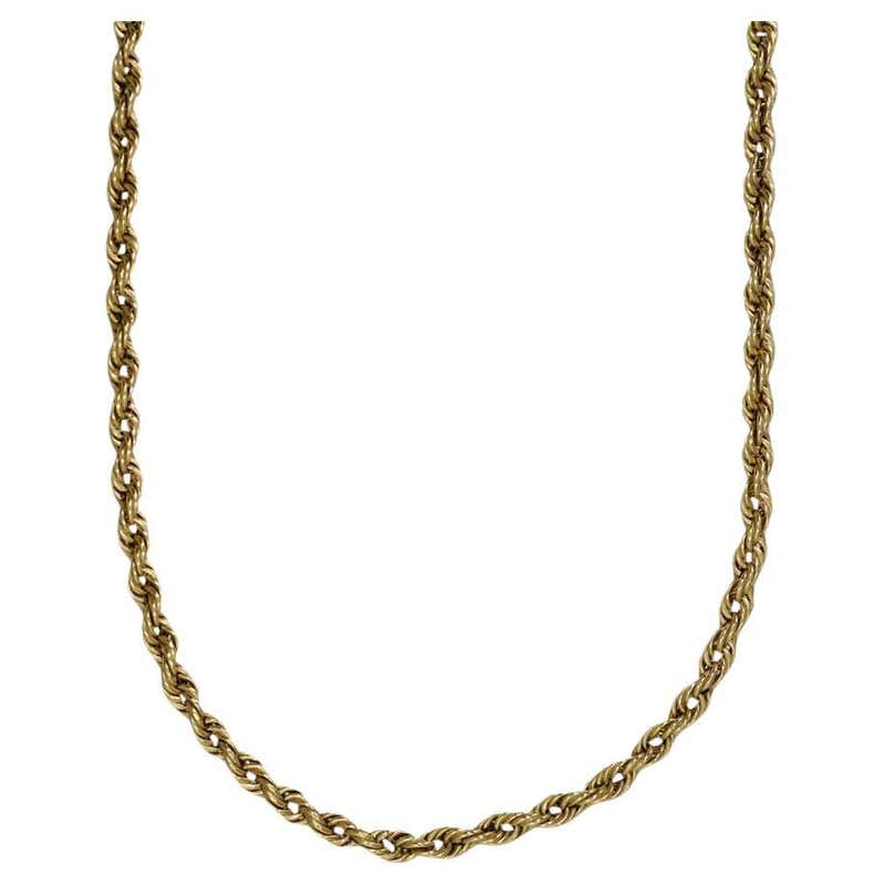 14 Karat Yellow Gold Twisted Textured Rope Simple Chain, 7.3g at 1stDibs