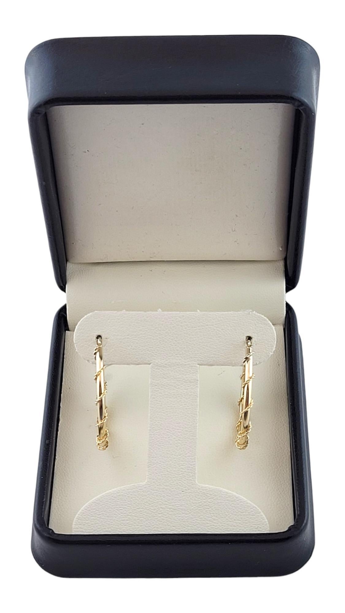 14K Yellow Gold Rope Hoop Earrings #16140 3