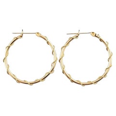 14K Yellow Gold Rope Hoop Earrings #16140