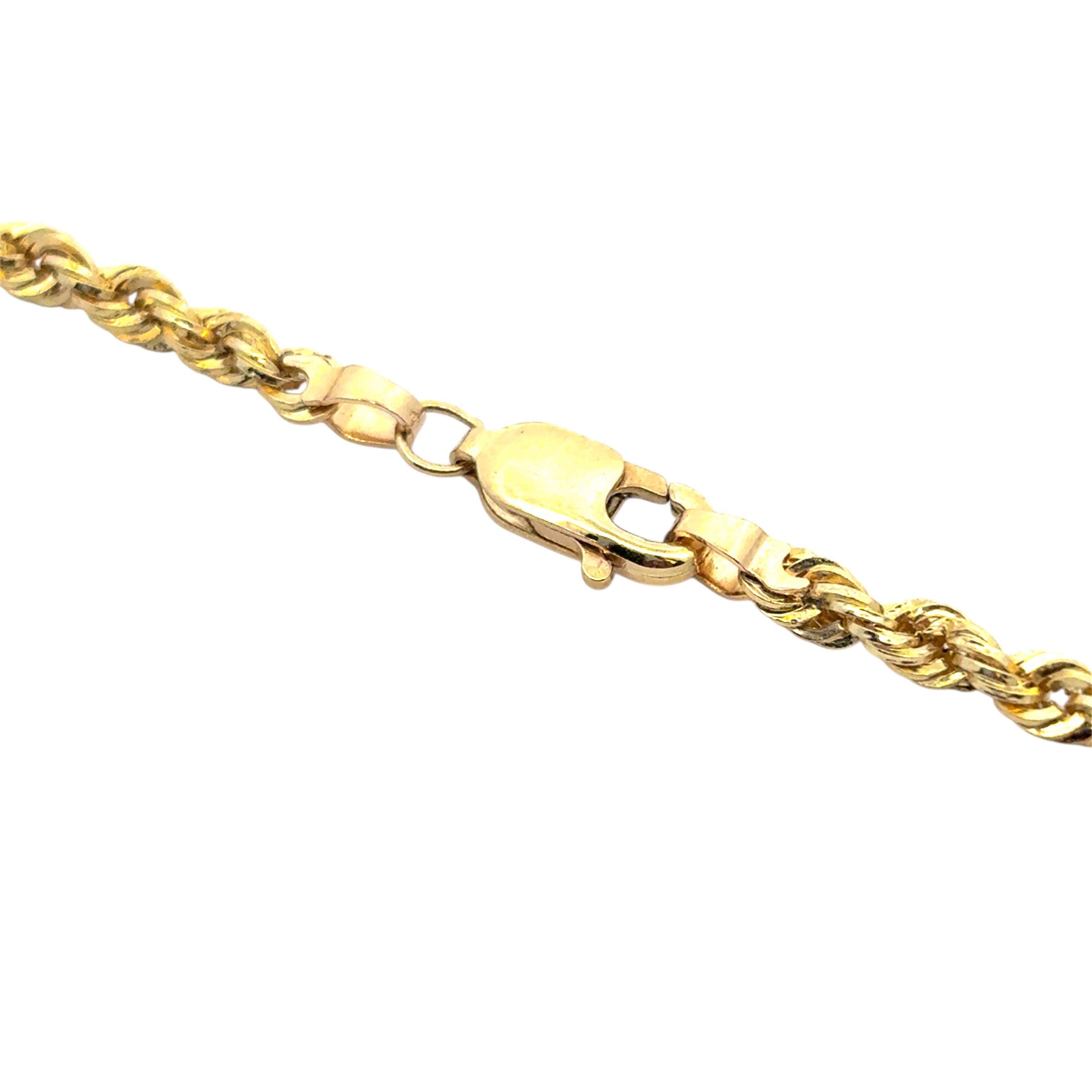 14k Yellow Gold Rope Necklace For Sale 5