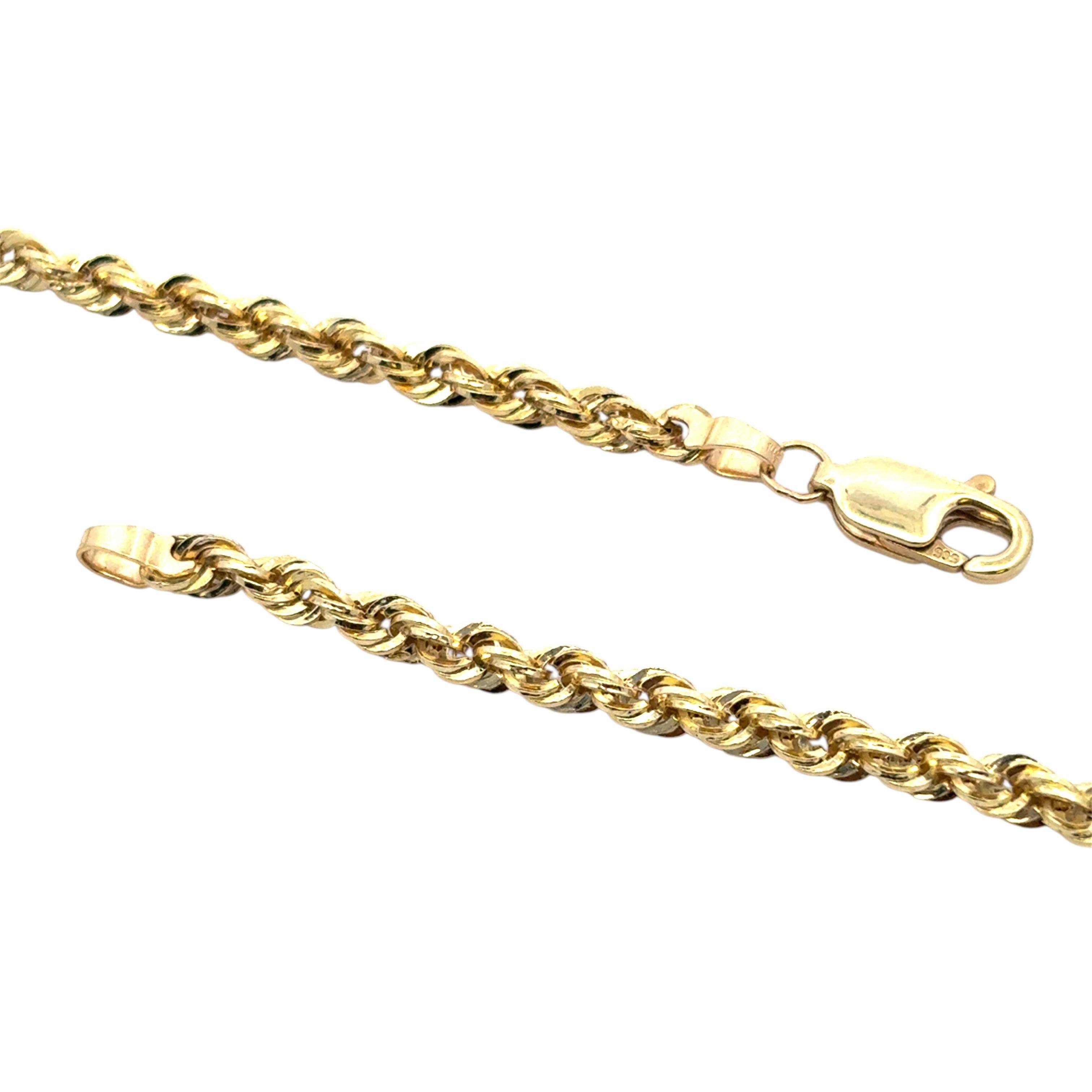 14k Yellow Gold Rope Necklace For Sale 6