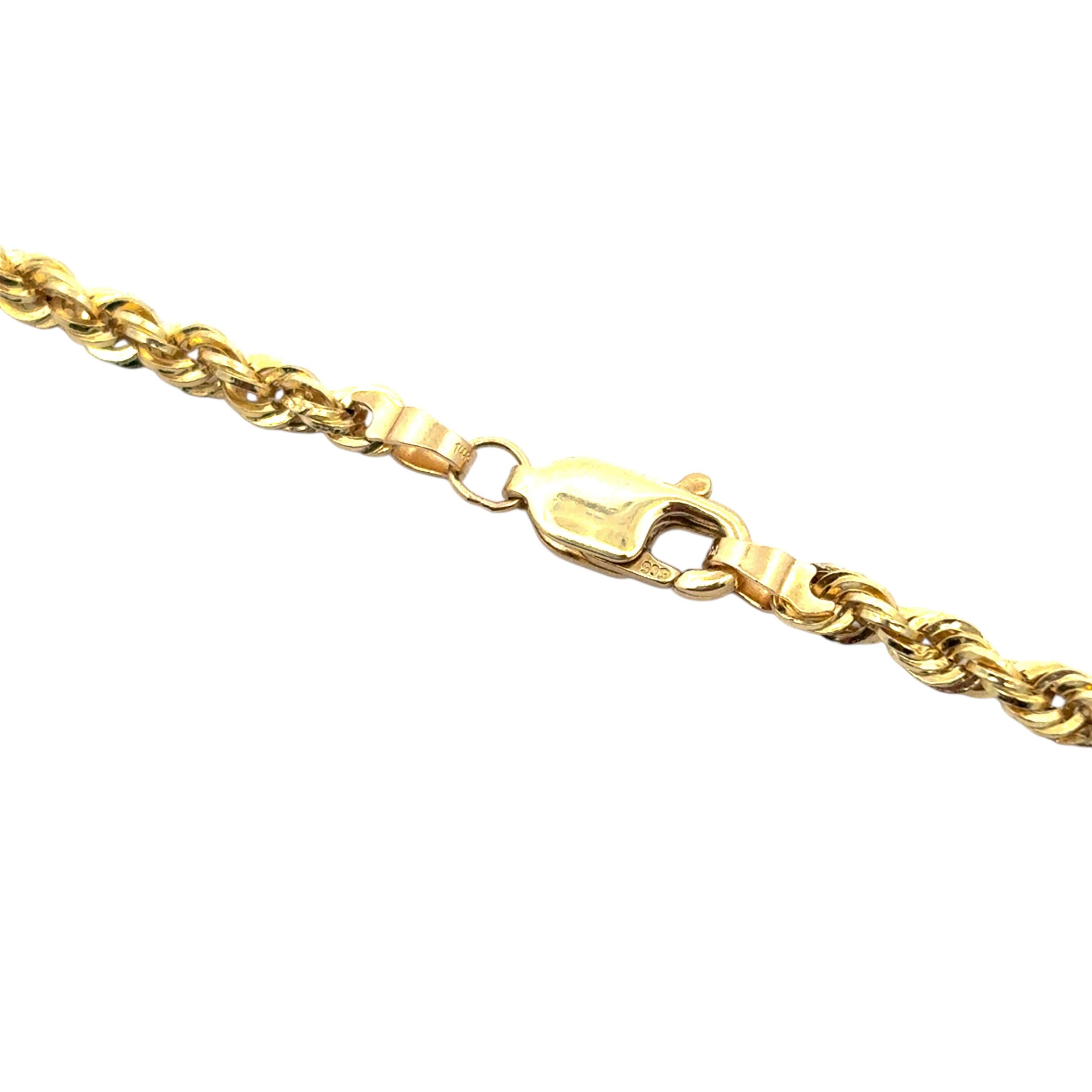 14k Yellow Gold Rope Necklace For Sale 7