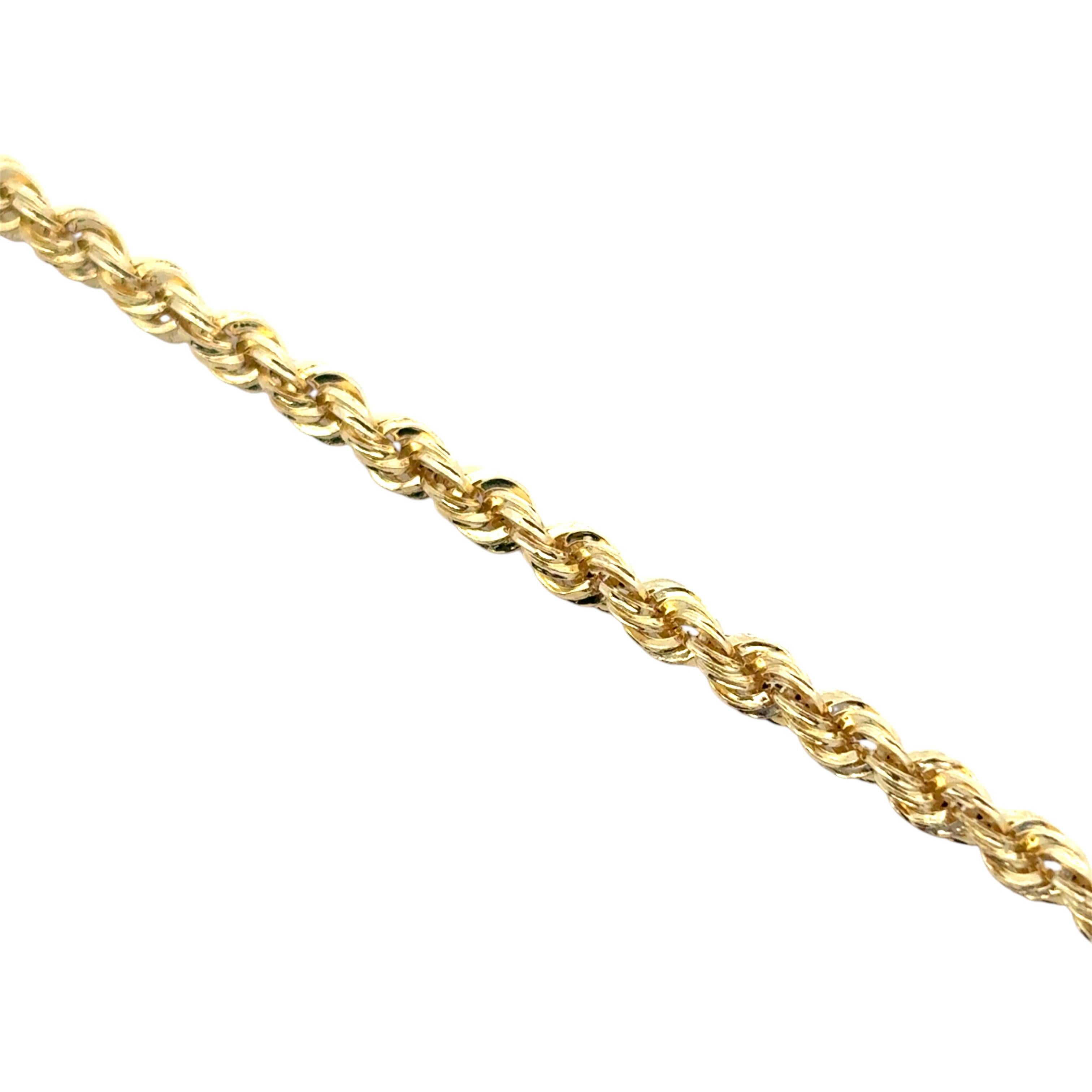 14k Yellow Gold Rope Necklace For Sale 8