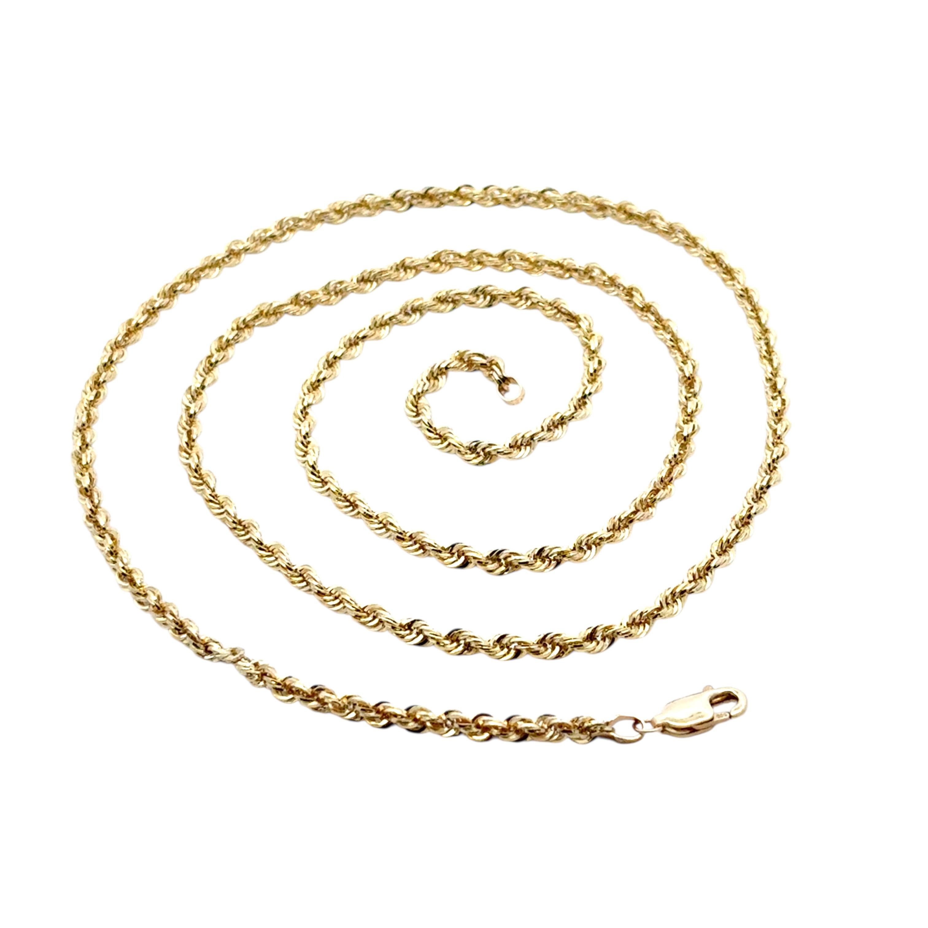 14k Yellow Gold Rope Necklace For Sale 9