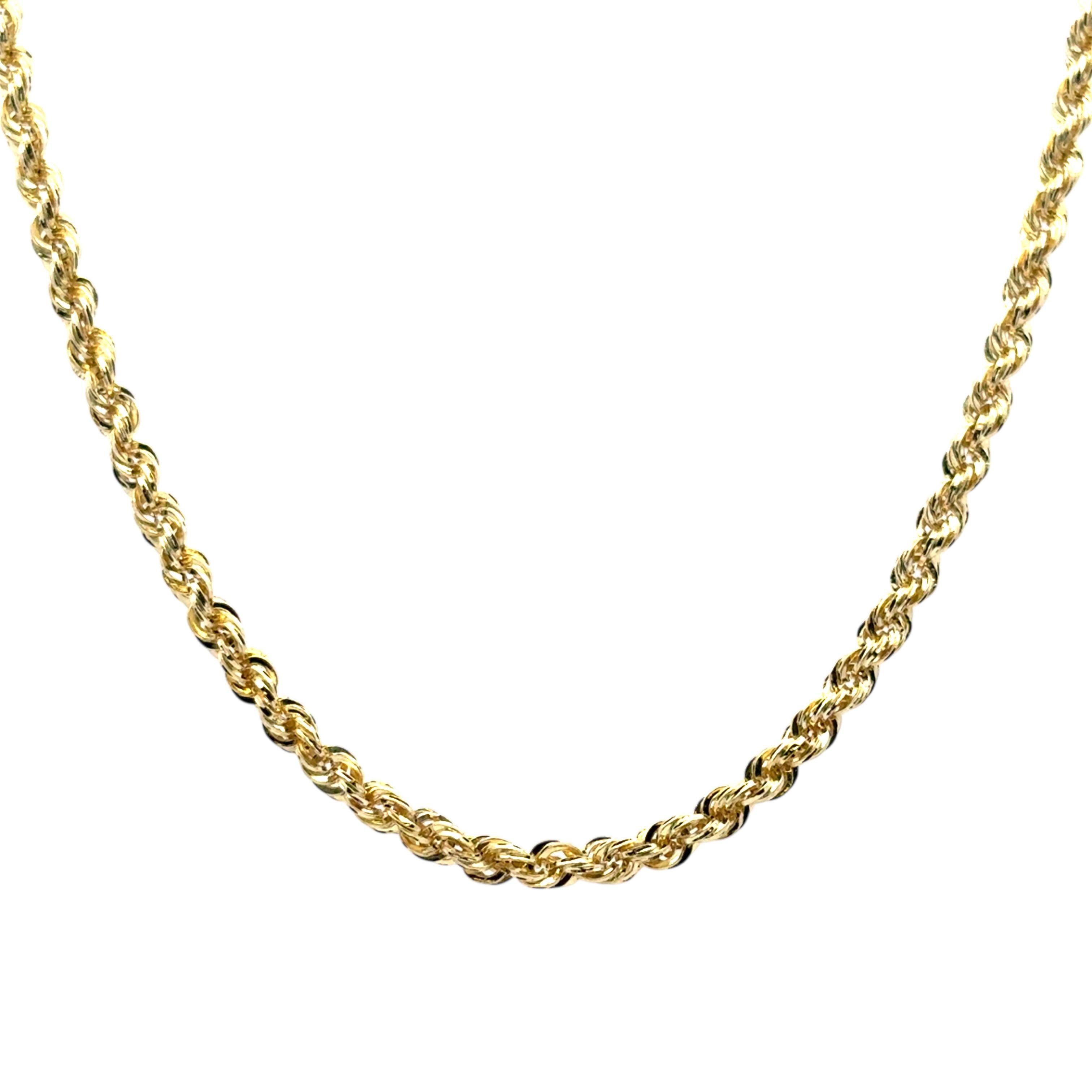 14k Yellow Gold Rope Necklace In Excellent Condition For Sale In Boca Raton, FL