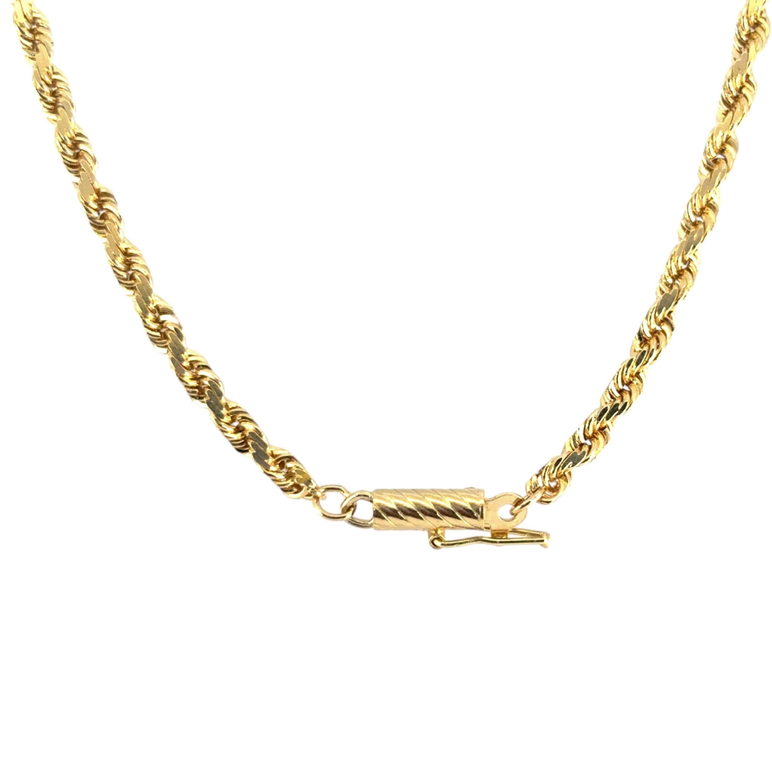 Women's or Men's 14k Yellow Gold Rope Necklace