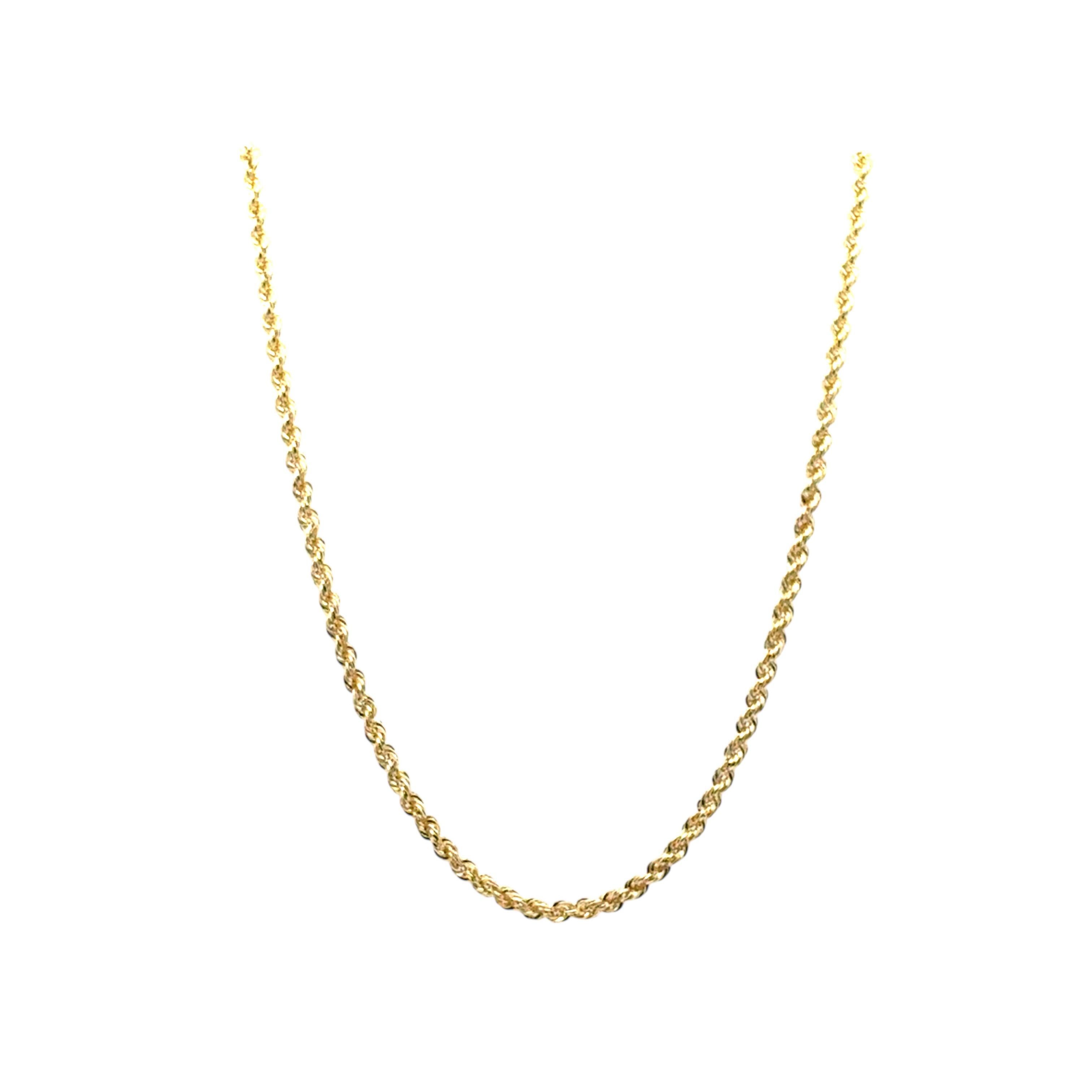 Women's or Men's 14k Yellow Gold Rope Necklace For Sale