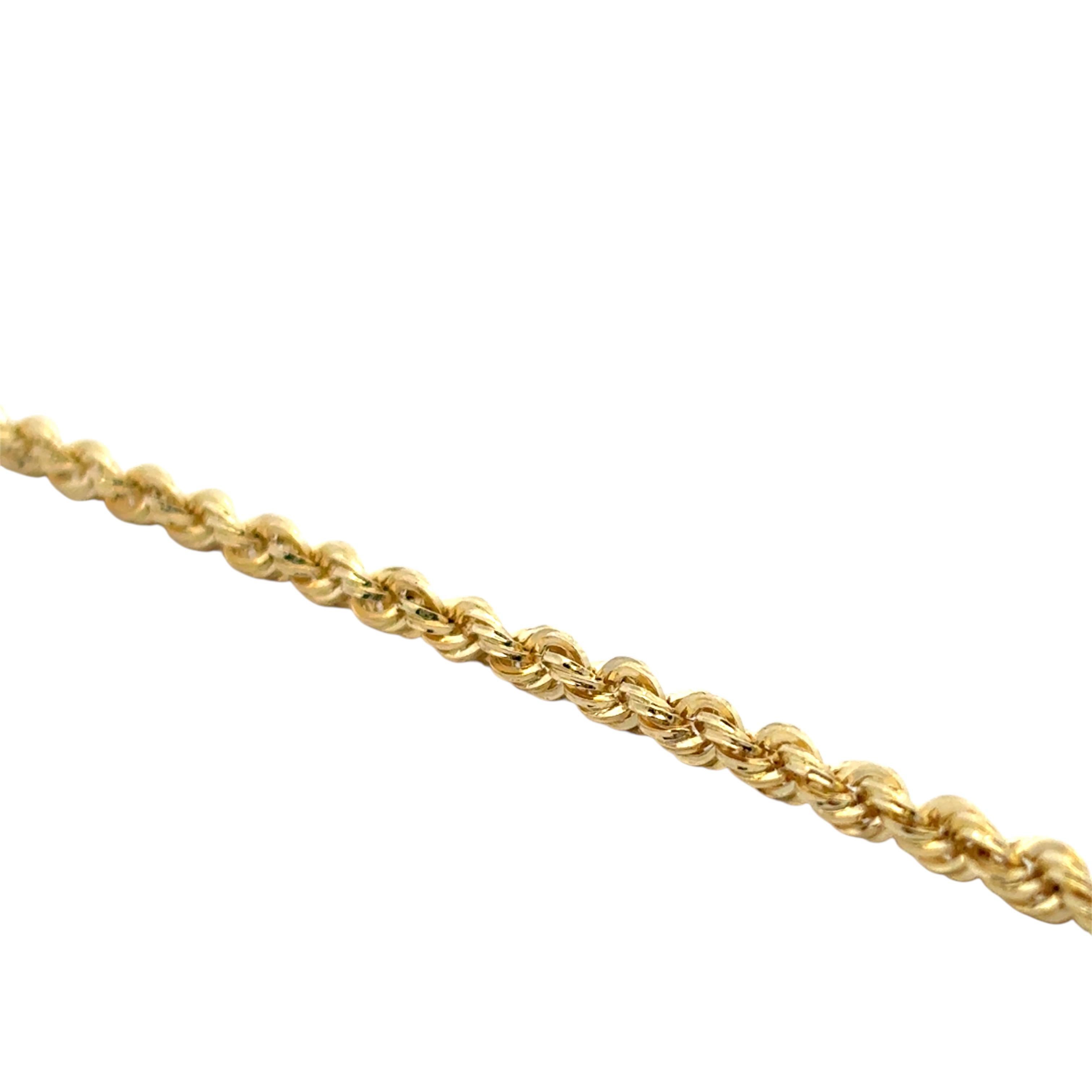 14k Yellow Gold Rope Necklace For Sale 2
