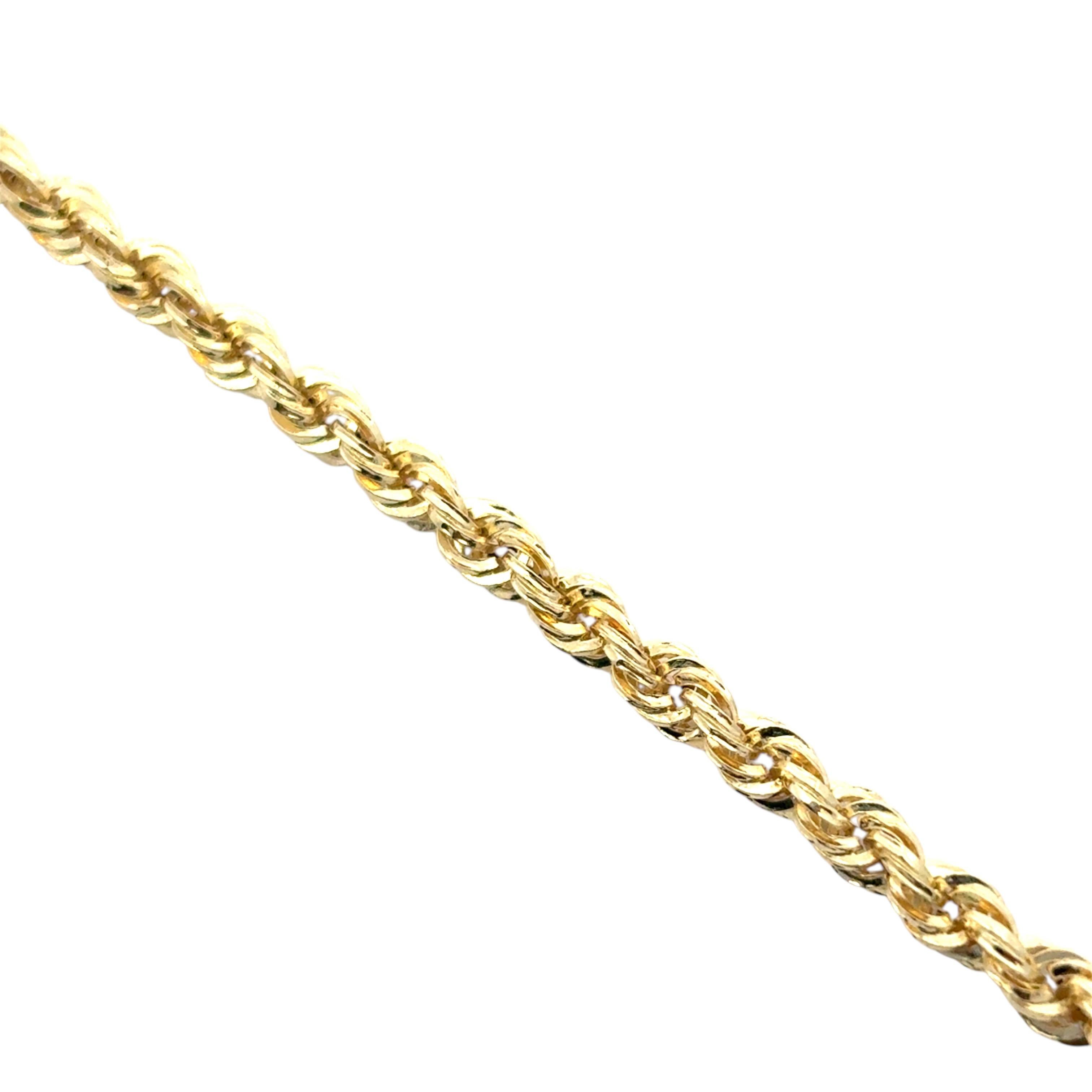 14k Yellow Gold Rope Necklace For Sale 3