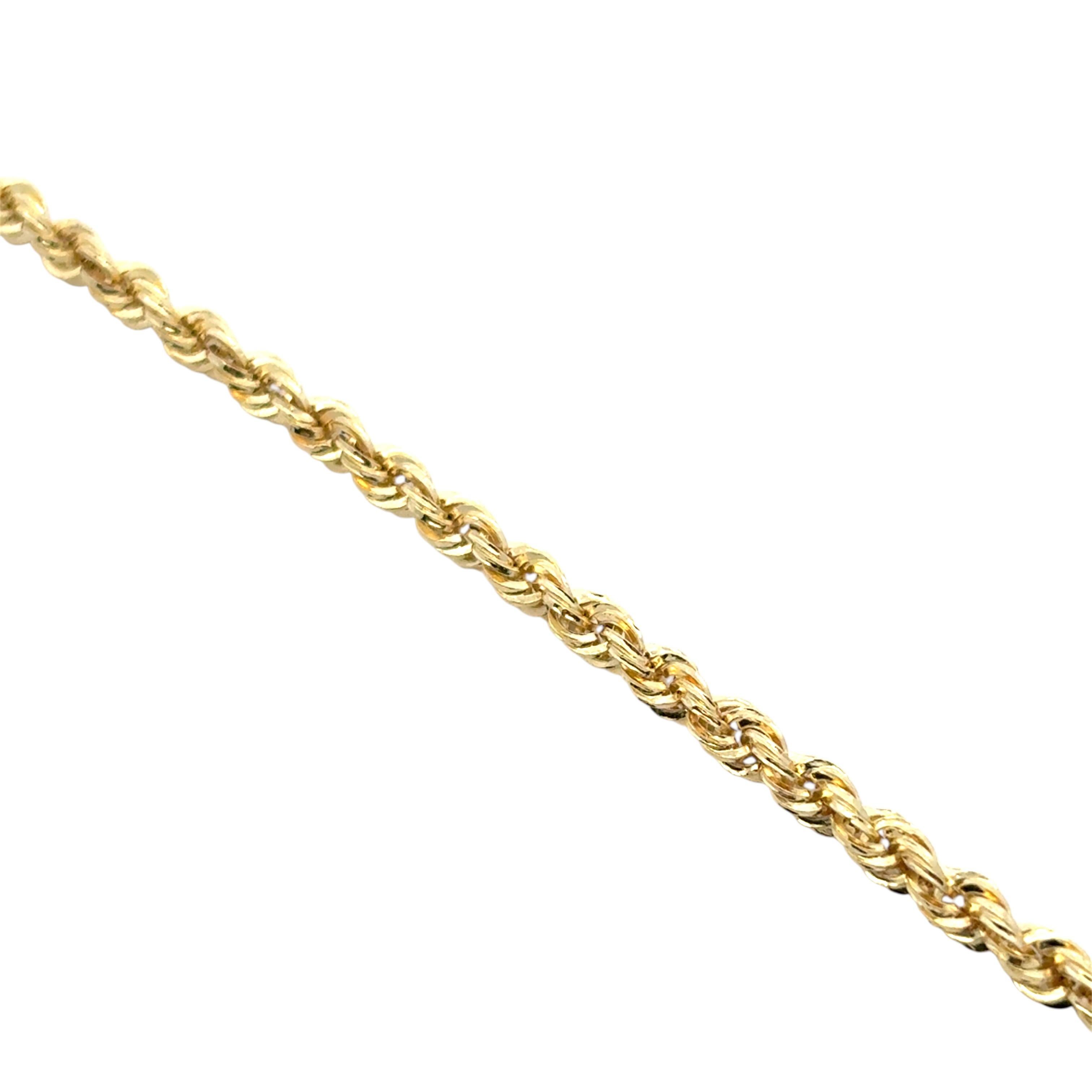 14k Yellow Gold Rope Necklace For Sale 4