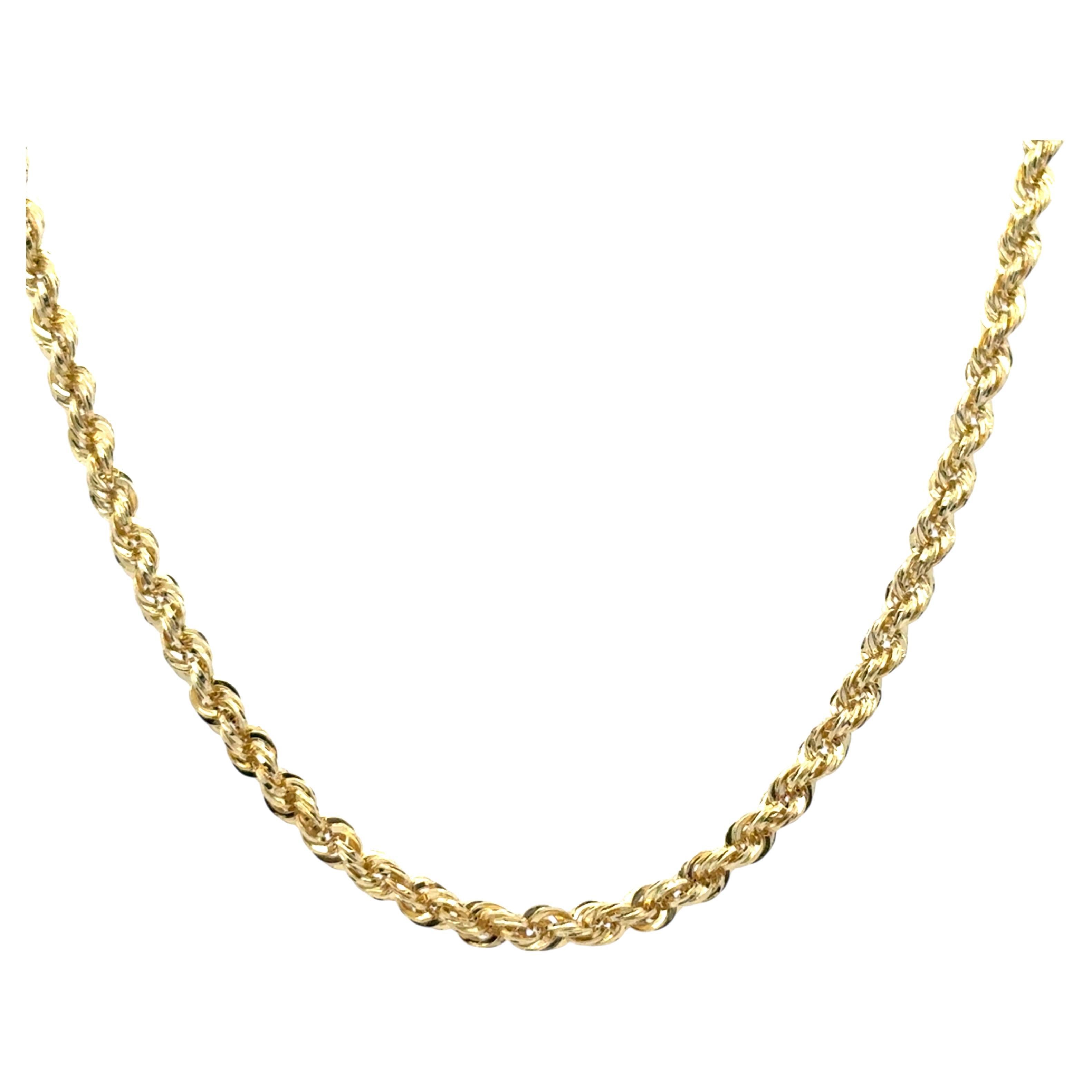 14k Yellow Gold Rope Necklace For Sale