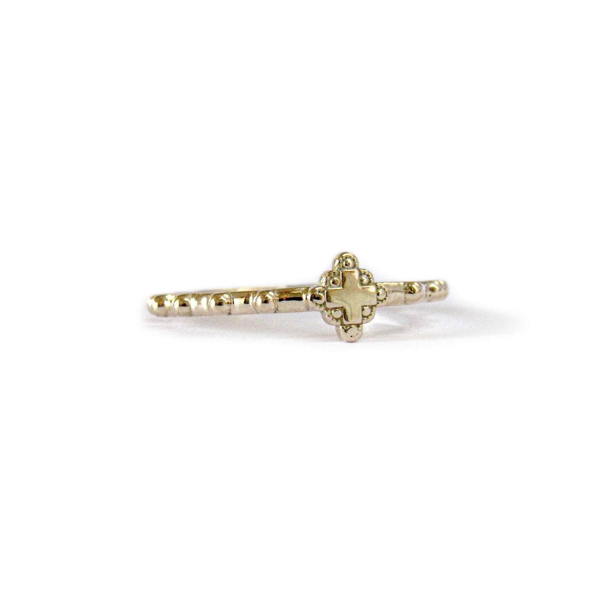 Classical Roman 14 Karat Yellow Gold Rosary Ring For Sale