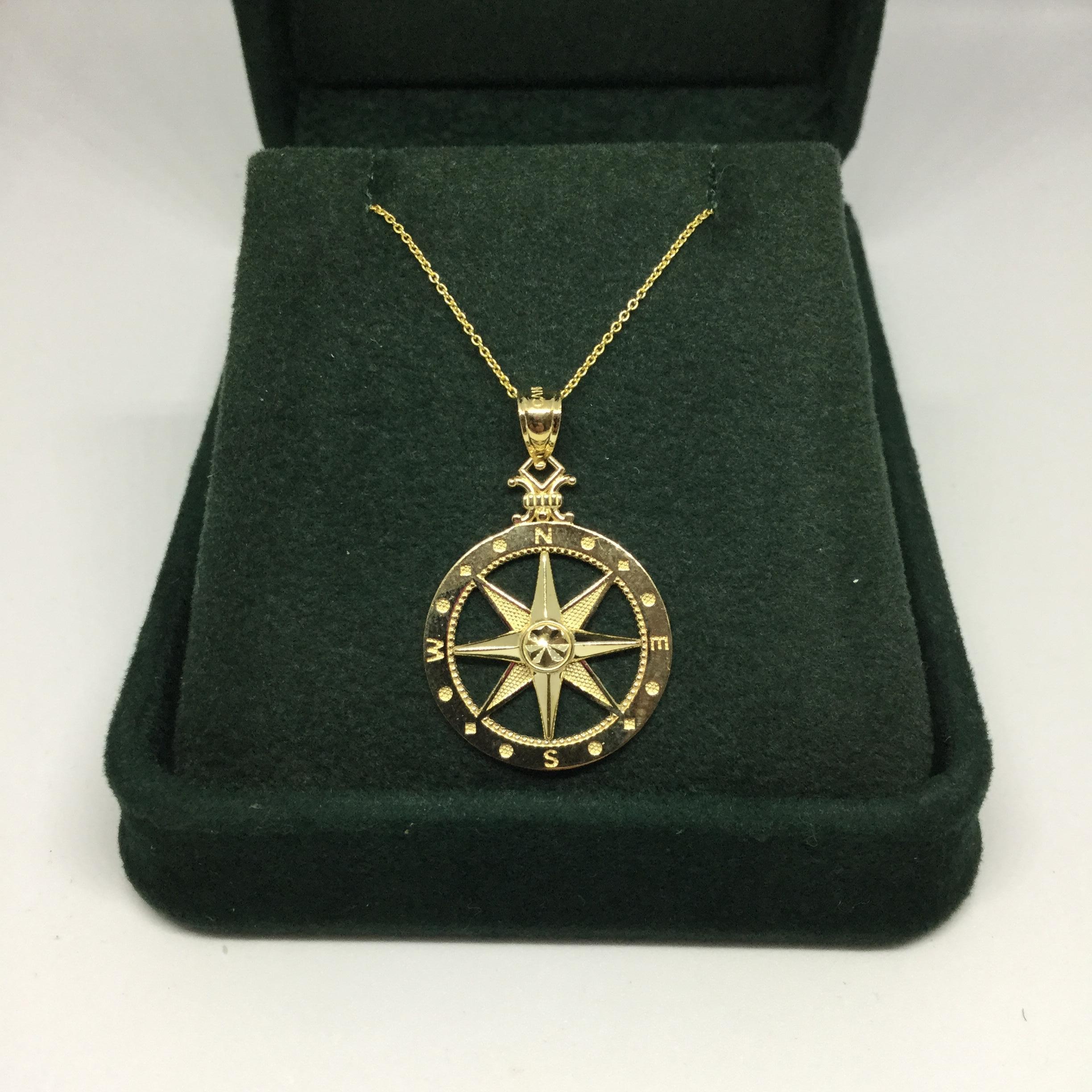 rose gold compass necklace