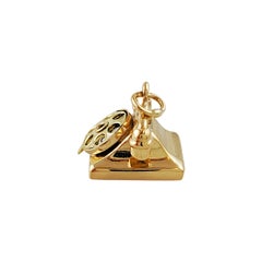 14K Yellow Gold Rotary Dial Telephone Charm 3D
