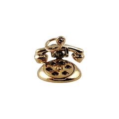 Vintage 14K Yellow Gold Rotary Dial Telephone Charm 3D