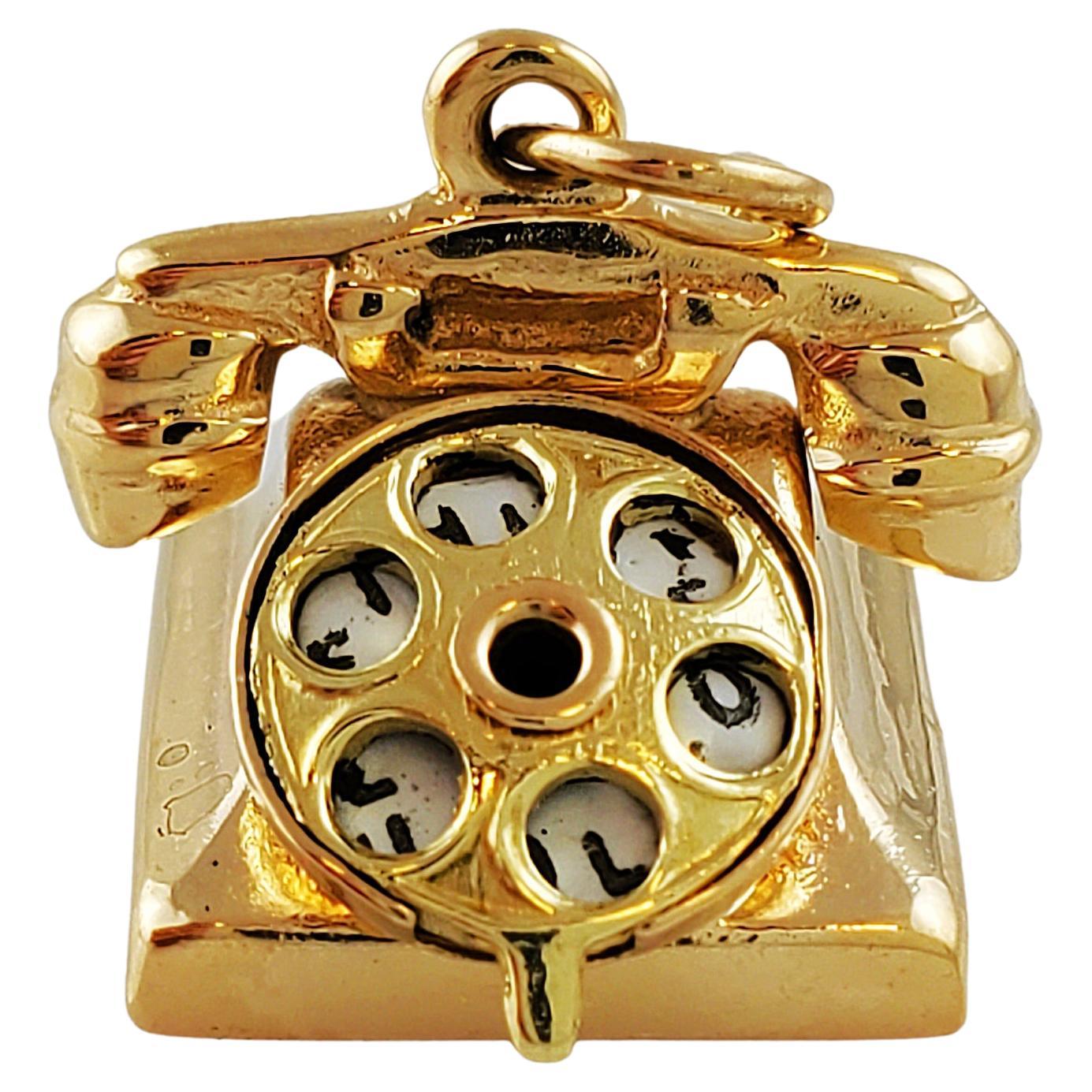 14K Yellow Gold Rotary Dial Telephone Charm 3D