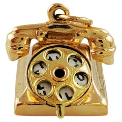 Vintage 14K Yellow Gold Rotary Dial Telephone Charm 3D