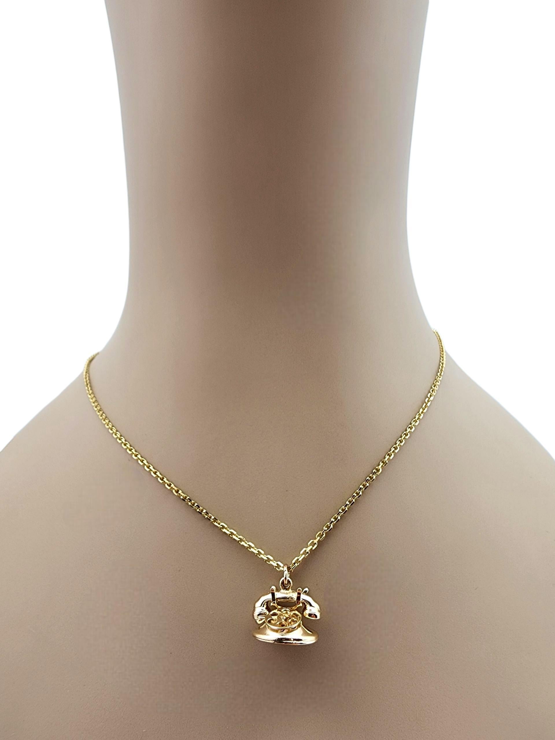 14K Yellow Gold Rotary Phone Charm #22498 For Sale 2