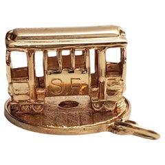 14K Yellow Gold Rotating Cable Car Charm #17855