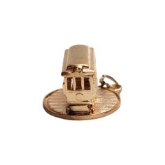14K Yellow Gold Rotating Cable Car Charm #20280