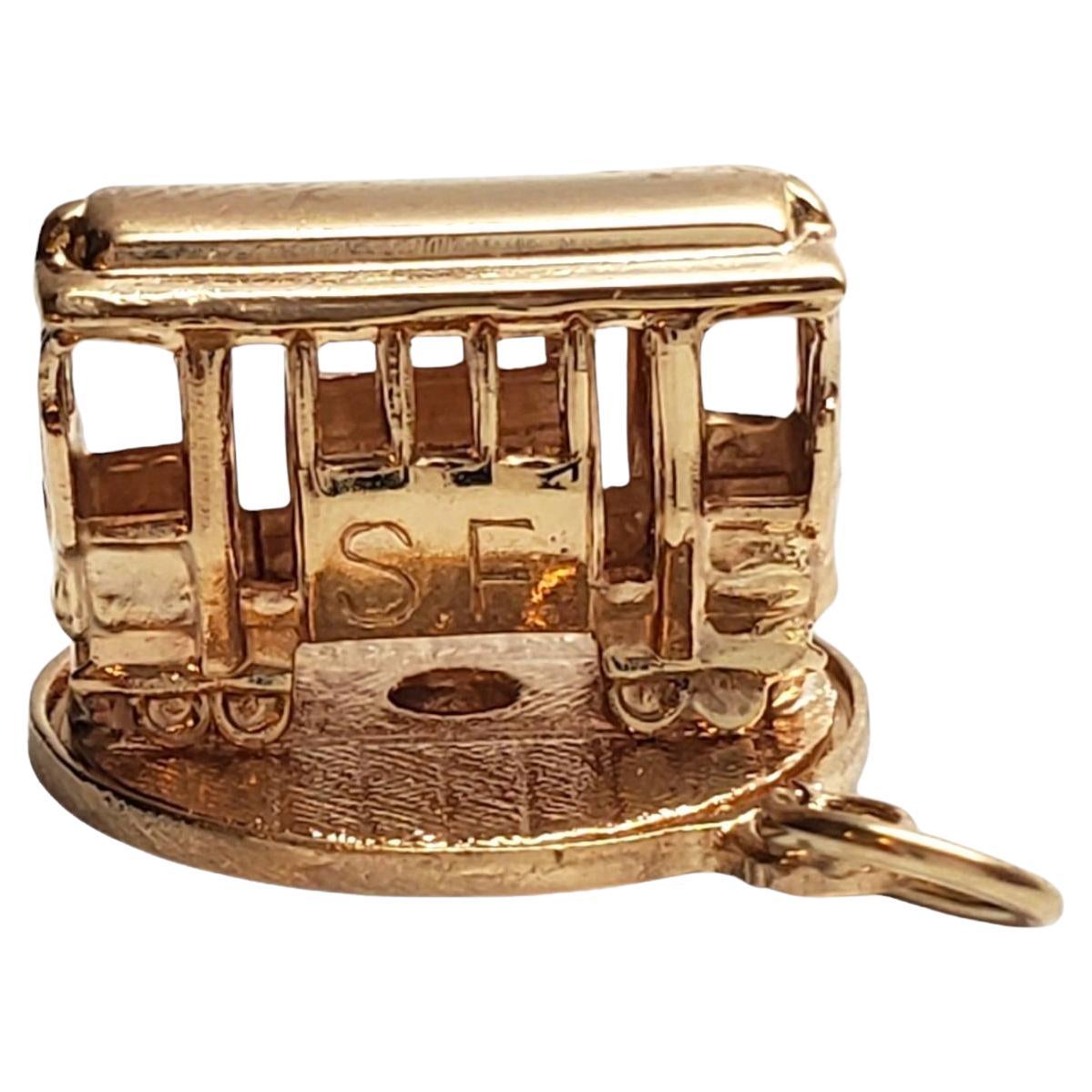 14K Gelbgold Drehbarer Kabel-Auto-Charm #20280