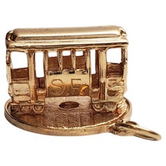 14K Gelbgold Drehbarer Kabel-Auto-Charm #20280
