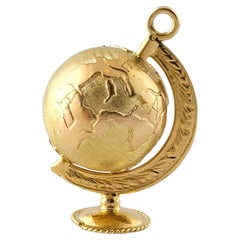 Breloque globe de bureau rotative en or jaune 14 carats n°17346