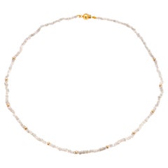 14K Yellow Gold Rough White Diamond Choker 16" with Snap Lock & Spacers