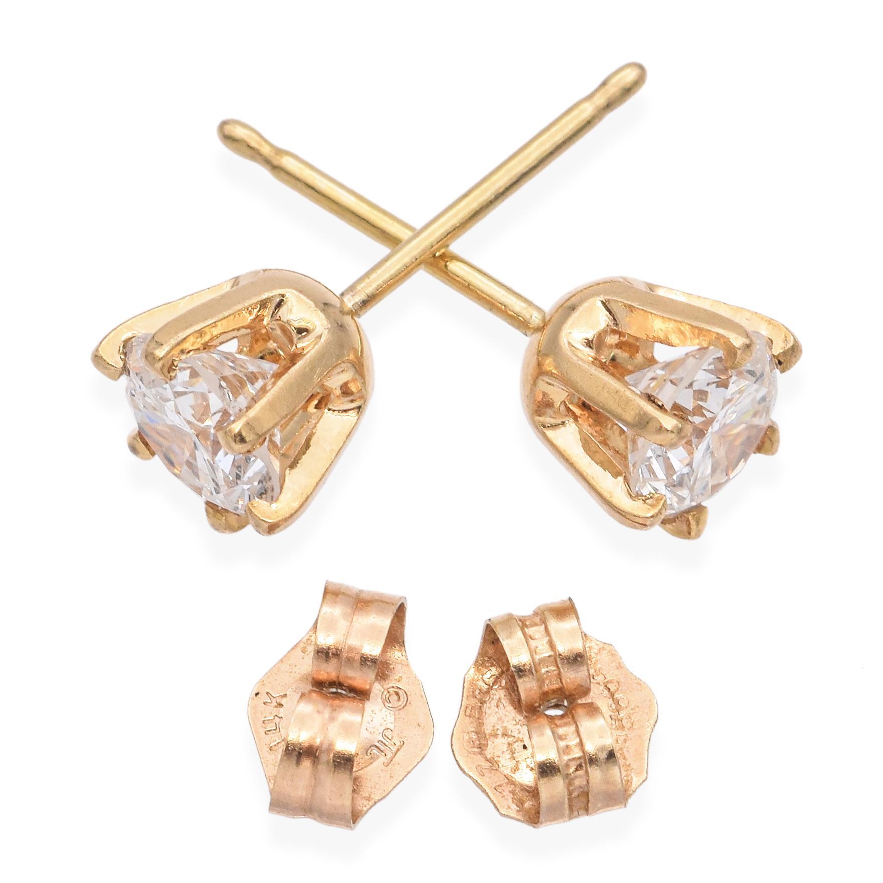 Clous d'oreilles en or jaune 14 carats avec diamants ronds 0,92 TCW Pour femmes en vente