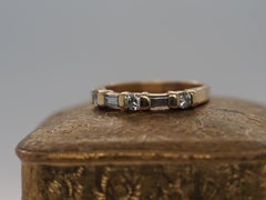 14k Yellow Gold Round and Baguette Diamond Band