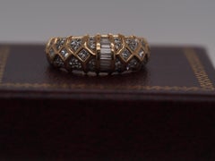 14k Yellow Gold Round and Baguette Diamond Wedding Band