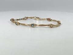 14K Yellow Gold Round Bezel Colored Citrine Bracelet