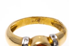 14k Yellow Gold Round Bezel Set Citrine And Diamond Ring