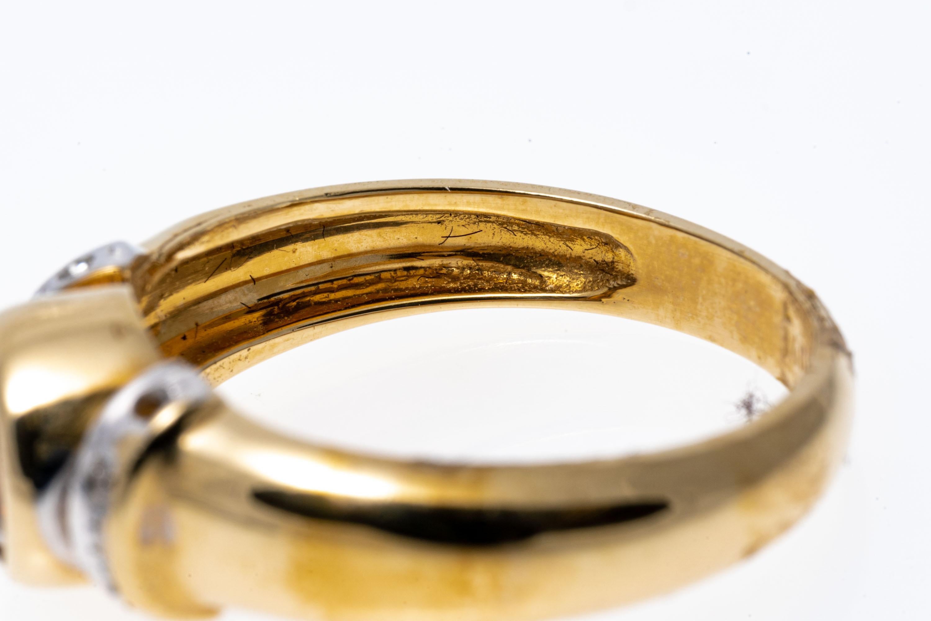 Women's 14k Yellow Gold Round Bezel Set Citrine And Diamond Ring For Sale