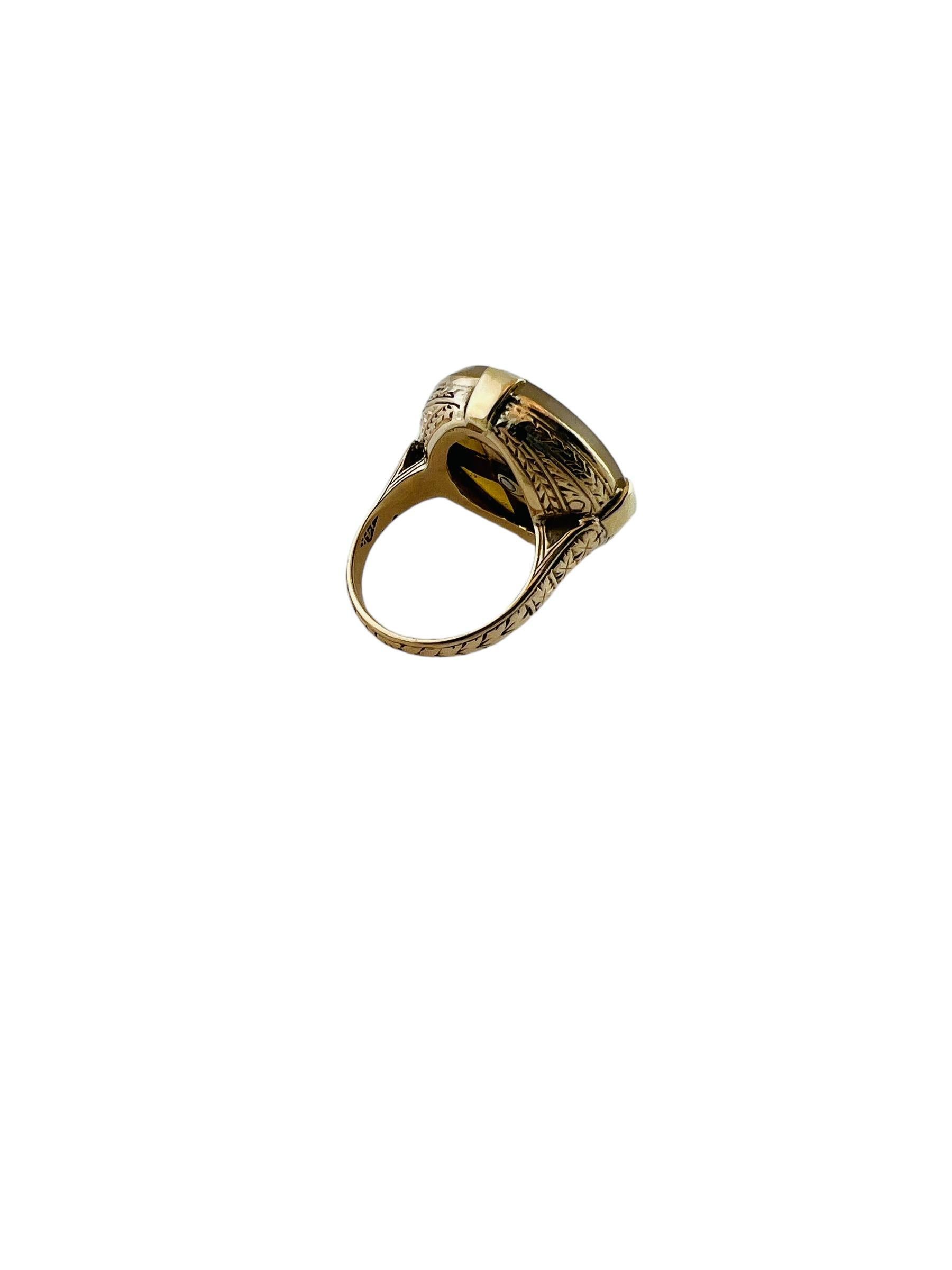  14K Yellow Gold Round Black Onyx Seed Pearl Ring #16001 In Good Condition For Sale In Washington Depot, CT