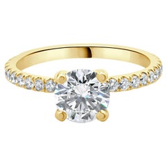 14k Yellow Gold Round Brilliant Cut Diamond Engagement Ring