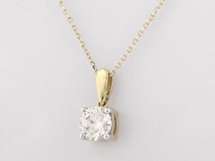 14K Gelbgold Runder Brillant Diamant Vier-Kreuz-Solitär-Anhänger