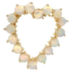 14k Yellow Gold Round Cabochon Opal Open Heart Slide Pendant 14k Yellow Gold Round Cabochon Opal Open Heart Slide Pendant