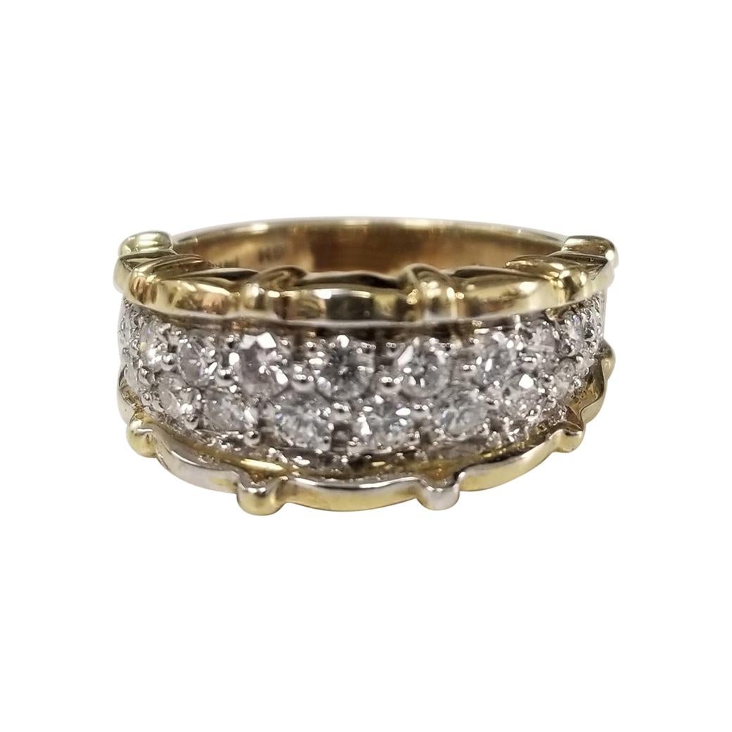 14k yellow gold round channel-pave' set wedding ring
