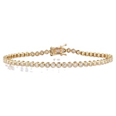 14K Yellow Gold Round Cut Bezel-Set Diamond Tennis Bracelet