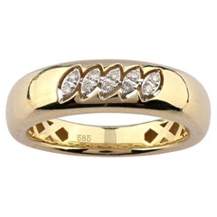 14K Yellow Gold Round Cut Diagonal Diamond Accent Ring