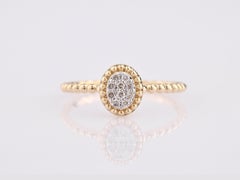 14K Yellow Gold Round Cut Diamond Cluster Beaded Halo Ring